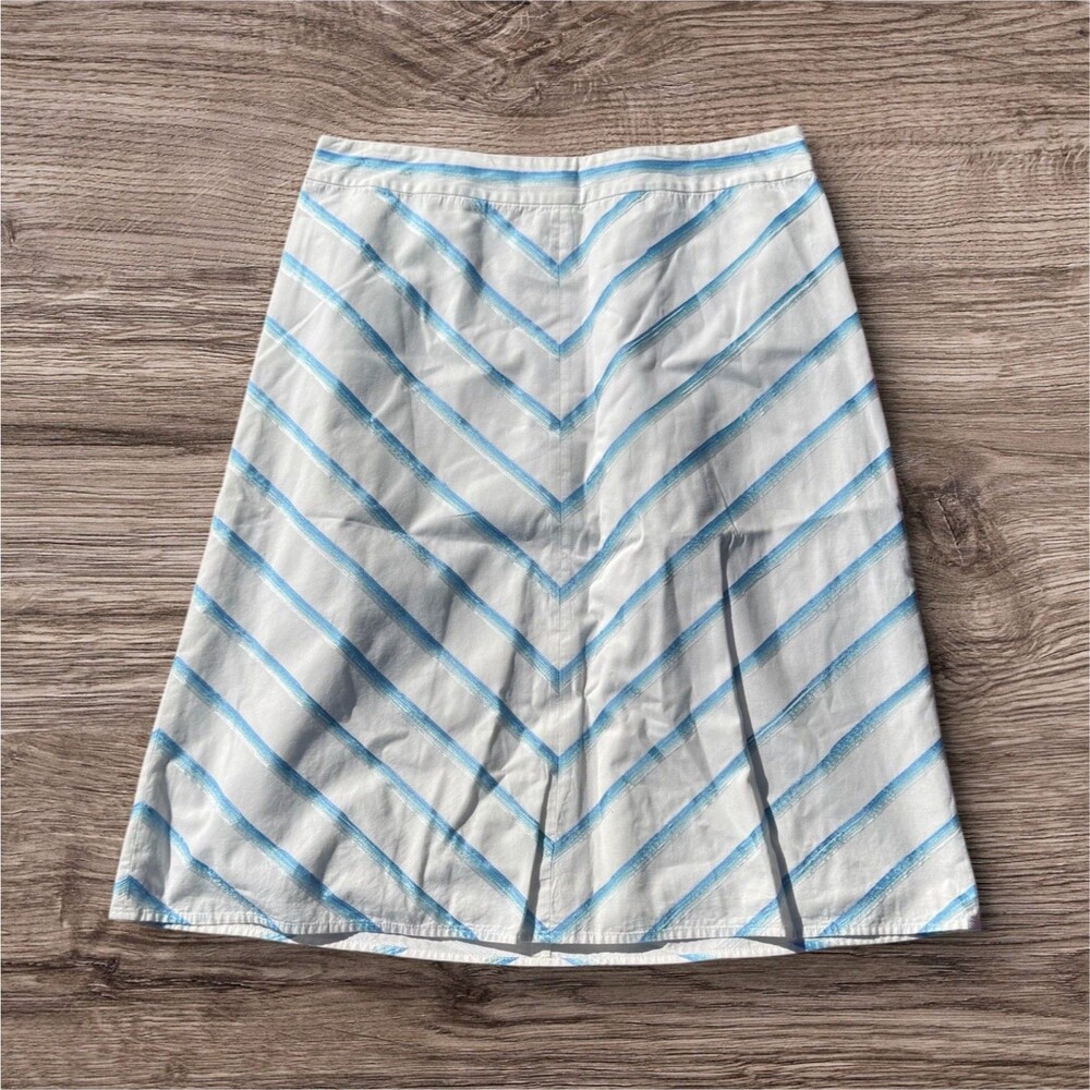 Banana Republic, Size 10 Blue And White‎ Striped Chevron A Line Skirt